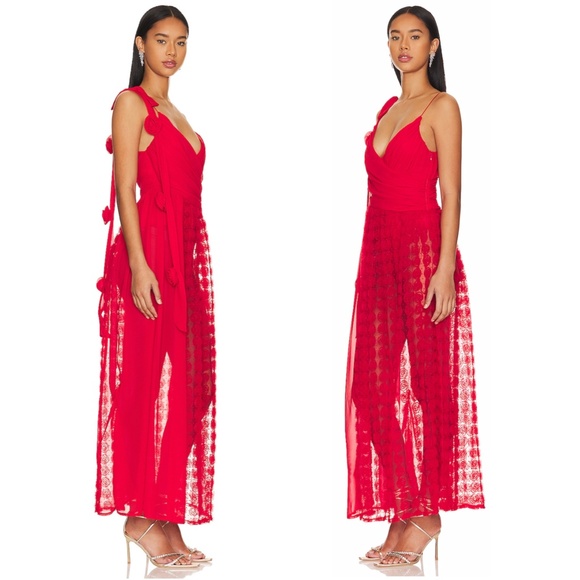 NEW Revolve For Love & Lemons Hannah Maxi Dress Red Small - Picture 3 of 17